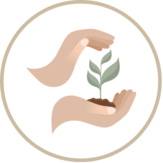 Zwei Hände schützen eine Pflanze (Icon)